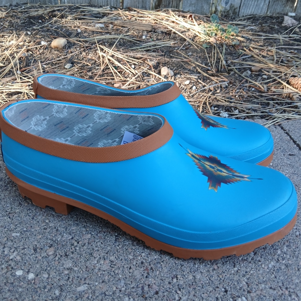 Pendleton Turquoise Pagosa Spring Southwest Clogs Rubber Garden Shoes Sz 10 - Picture 2 of 4